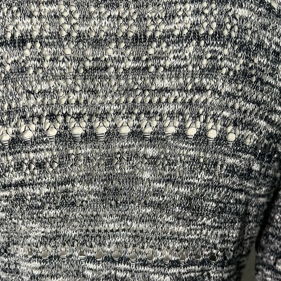 United States Sweaters Black and White Variegated Open Knit 3/4 Sleeve Cardigan - Picture 10 of 10